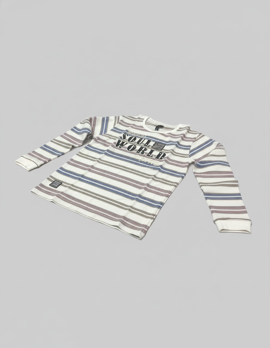 Boys' Soft Striped Long-Sleeve Tee | 5077