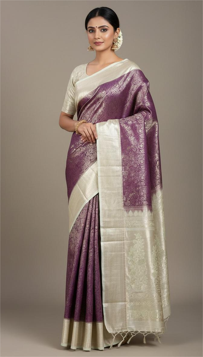 Red Kanchipuram Silk Saree With Butta Design| AS-00129