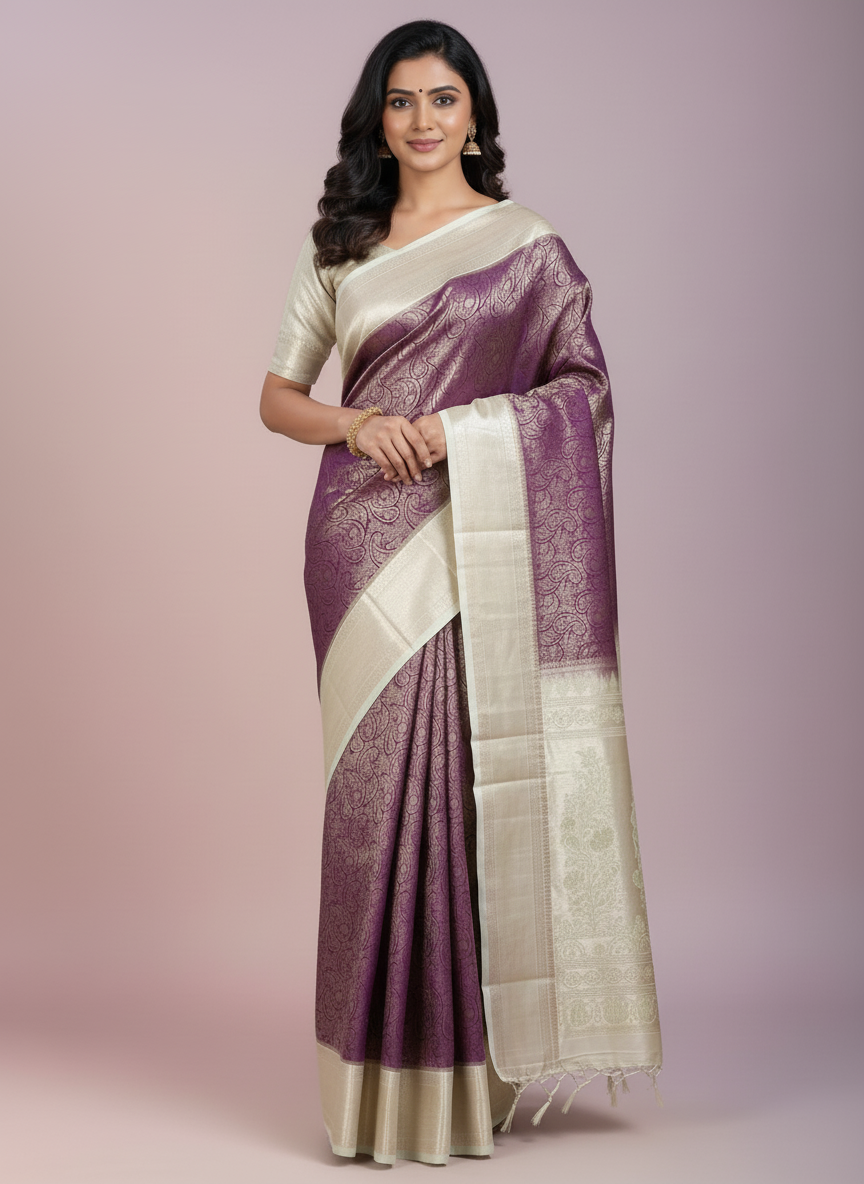 Red Kanchipuram Silk Saree With Butta Design| AS-00129