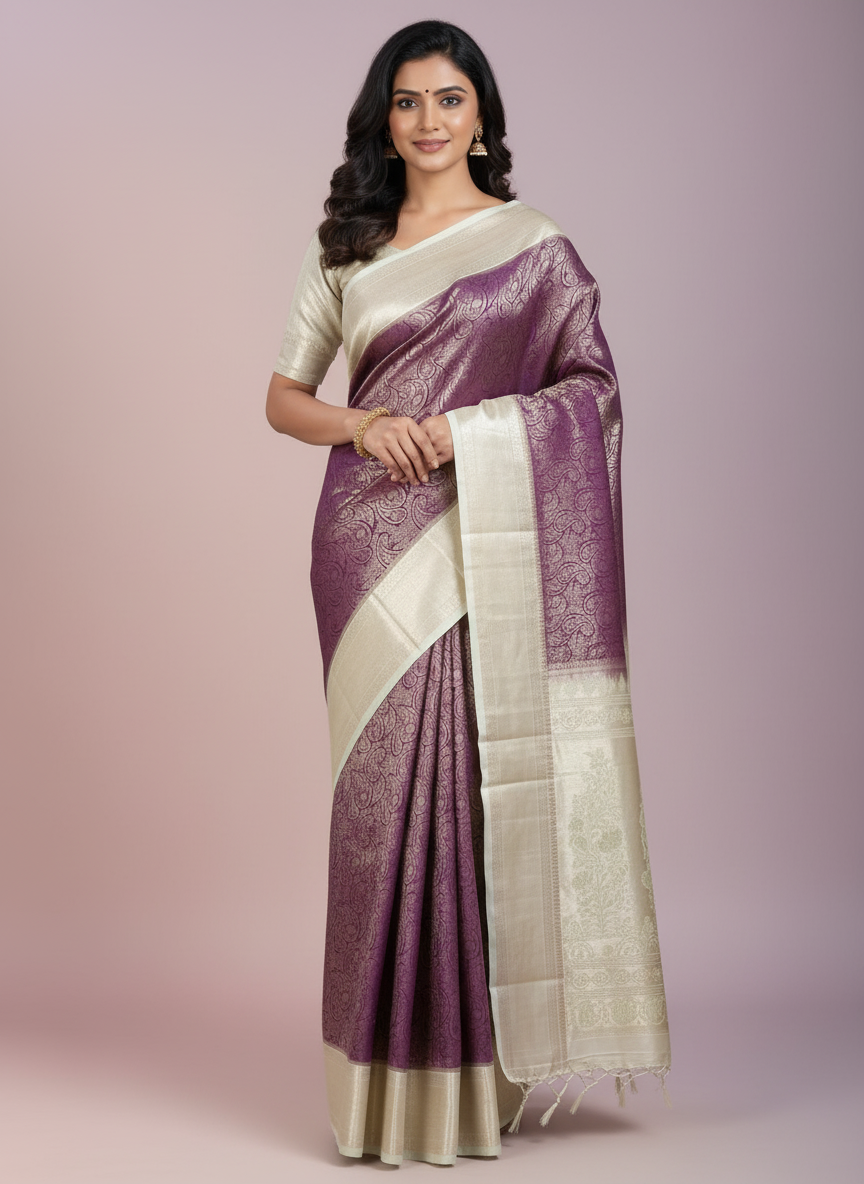 Red Kanchipuram Silk Saree With Butta Design| AS-00129
