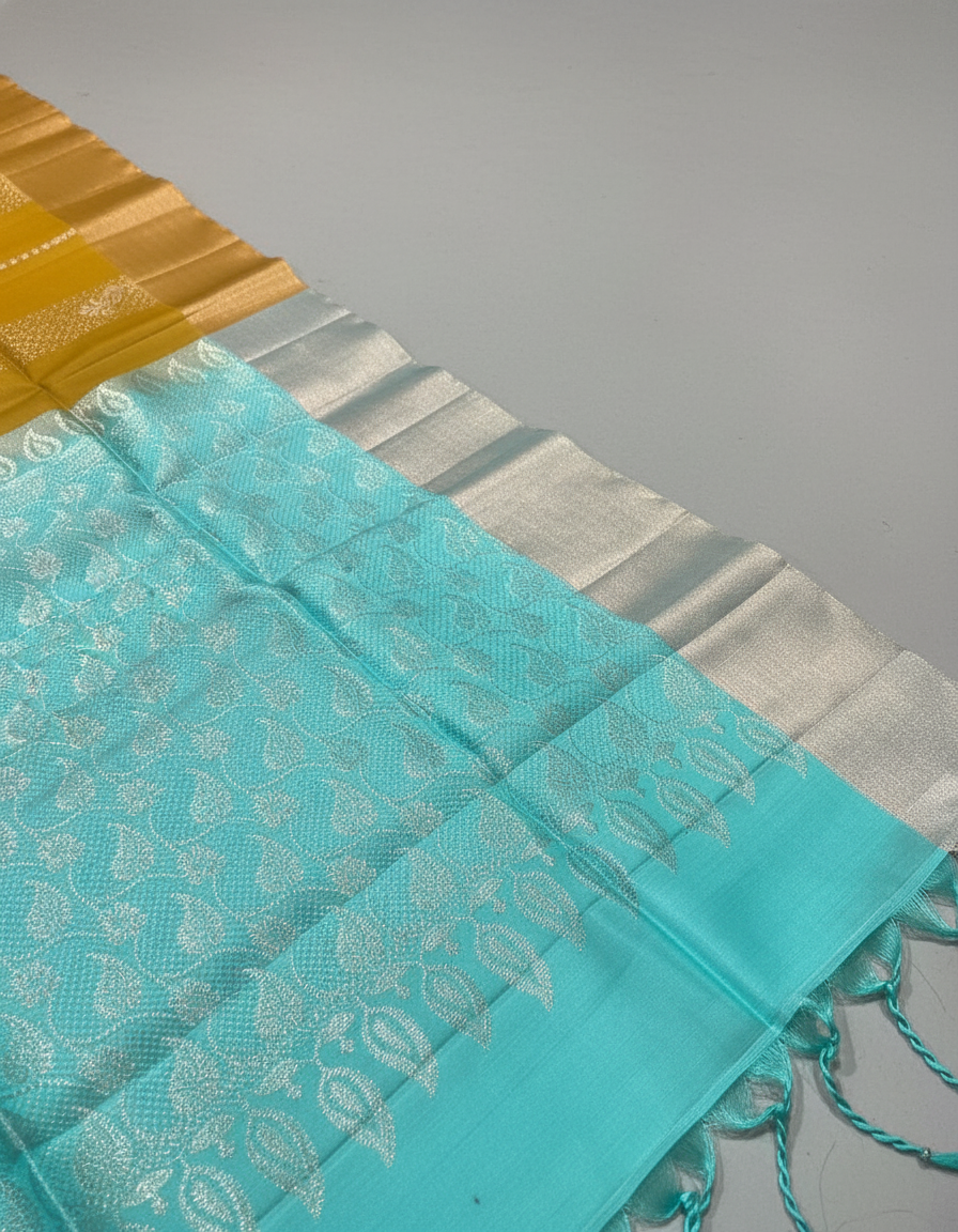 Yellow Handloom Silk Saree with Zari Border| AS-001