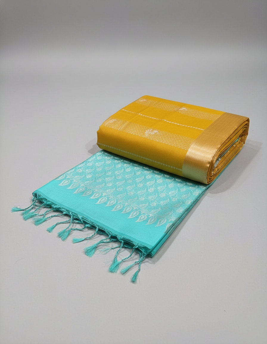 Yellow Handloom Silk Saree with Zari Border| AS-001