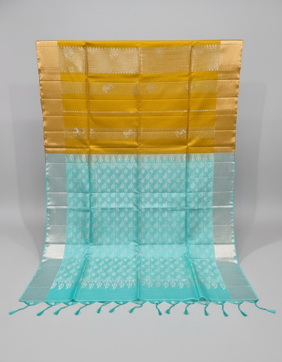 Yellow Handloom Silk Saree with Zari Border| AS-001