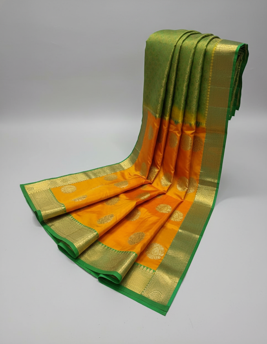 Mustard Yellow Silk Woven Kanjivaram Saree| AS-0010