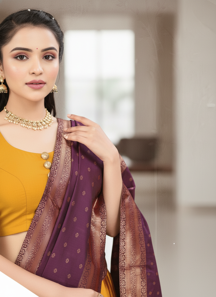 Haldi Special Yellow Silk Lehenga | Zari Border