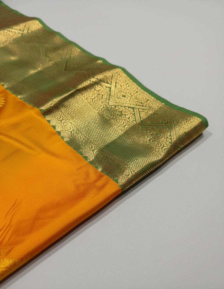 Mustard Yellow Silk Woven Kanjivaram Saree| AS-0010